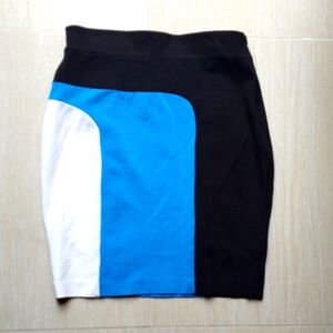 Colorblock Skirt in Black, Blue, and White